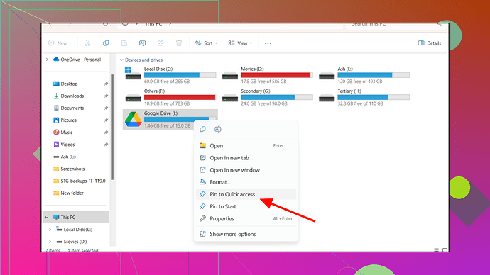 Google Drive in Quick Access