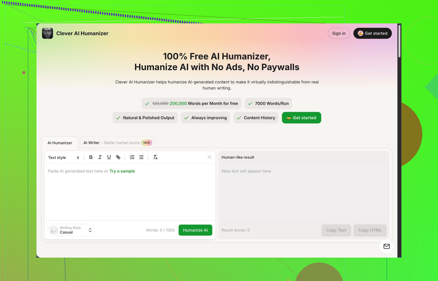 1. Clever AI Humanizer review